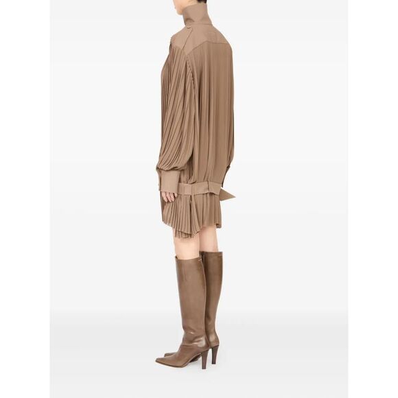 Mm6 Maison Margiela Women Pleated High-Neck Dress